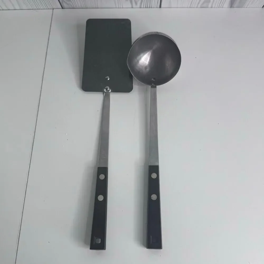 Vintage Household Set of 2 Stainless Steel Ladle and Turner USA Made Utensil